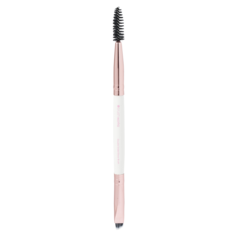 Brushworks White & Gold Brow Duo Brush