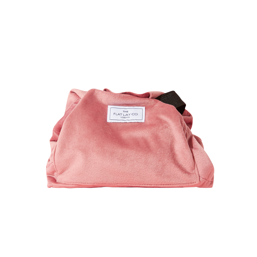 Drawstring Makeup Bag in Pink Velvet