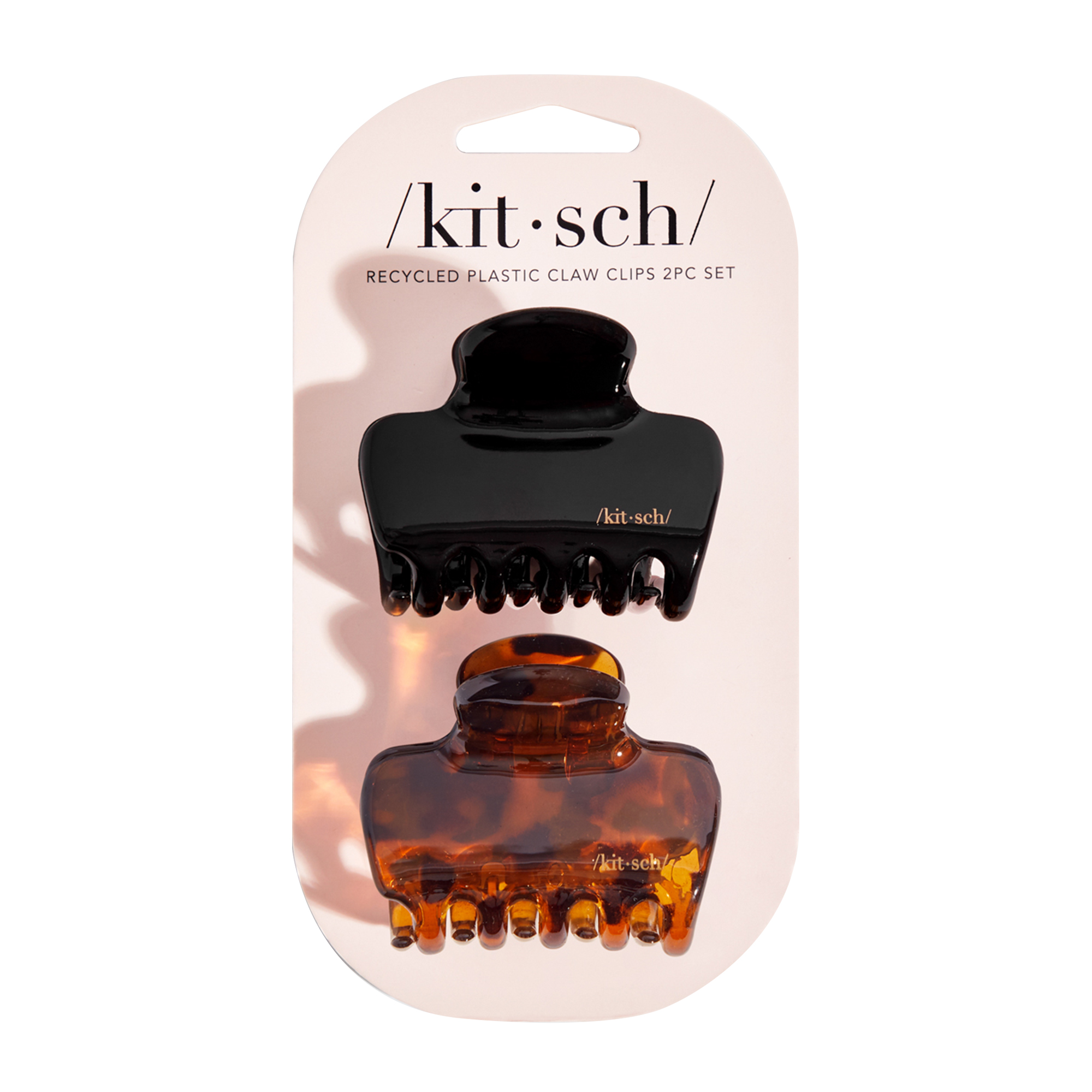 Kitsch Recycled Plastic Medium Puffy Claw Clips Set Black and Tort