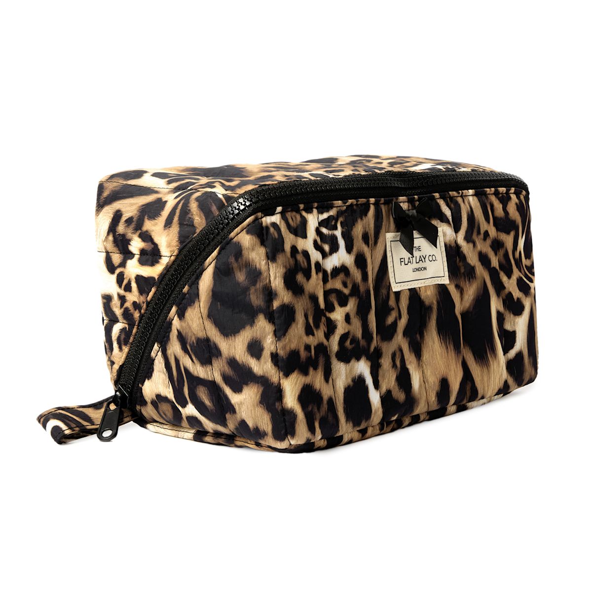 Marshmallow Flat Lay Makeup Box Bag Warped Leopard