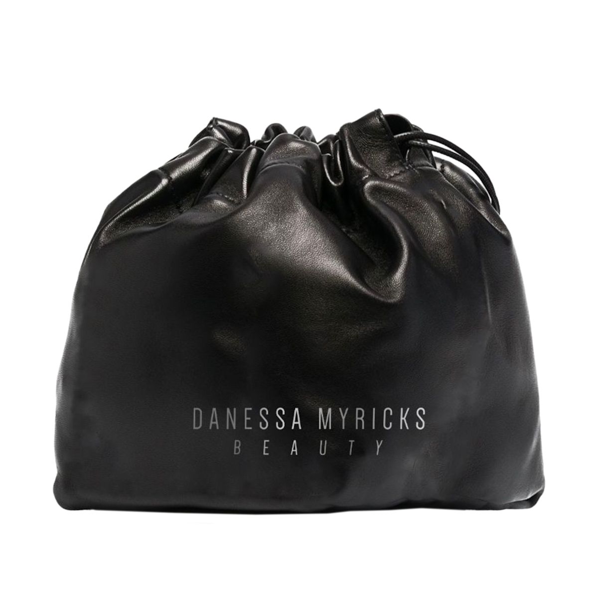 Vegan Leather Drawstring Pouch - Black
