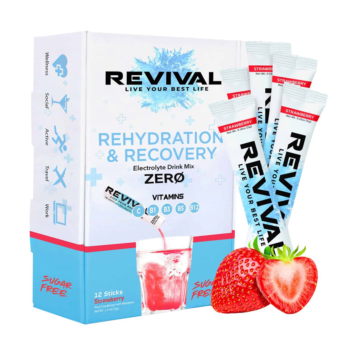 Rehydration & Recovery ZERO Electrolyte Drink Strawberry - ZERO Strawberry x 12 Pack