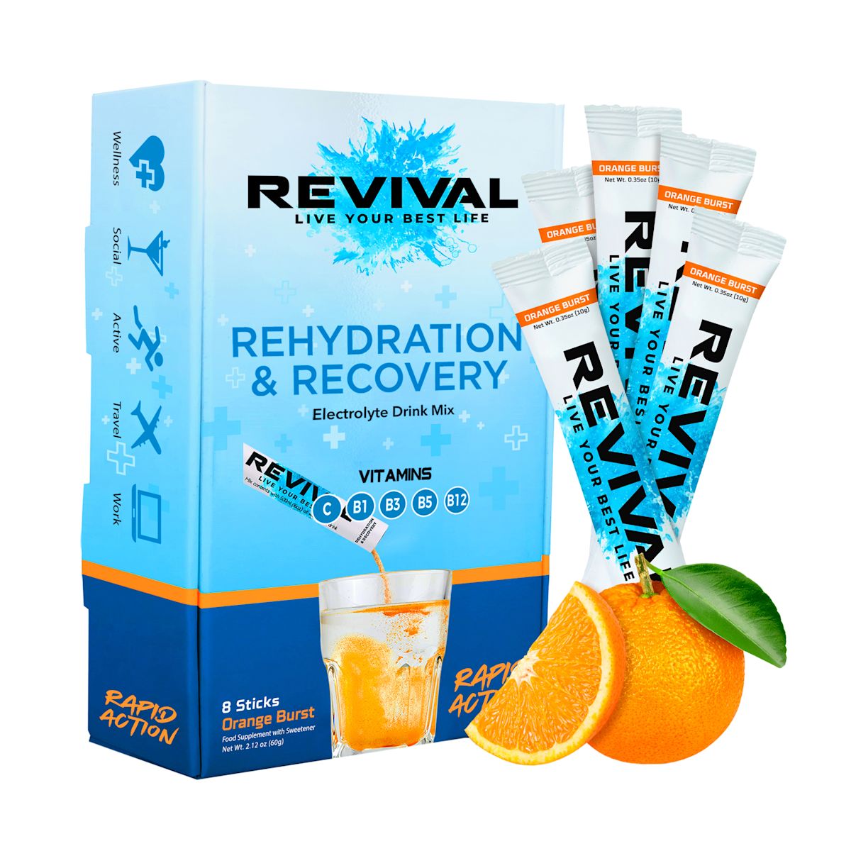 Rehydration & Recovery Electrolyte Drink Orange Burst - Orange Burst x 8 Pack