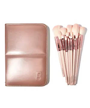 By BEAUTY BAY Rose Glow 18 Piece Brush Set With Brush Stand