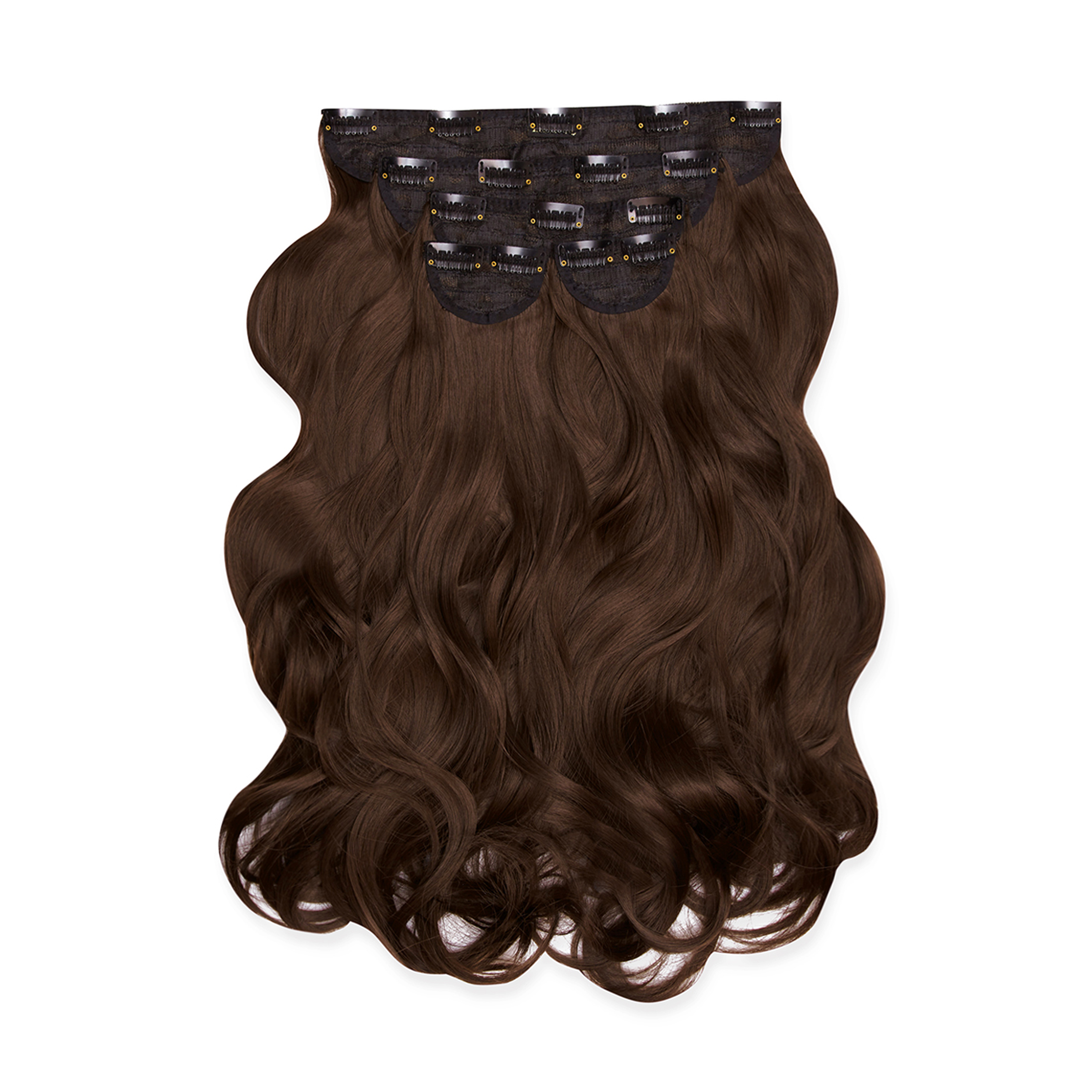 Super Thick 22" 5 Piece Natural Wavy Clip In Extensions Choc Brown