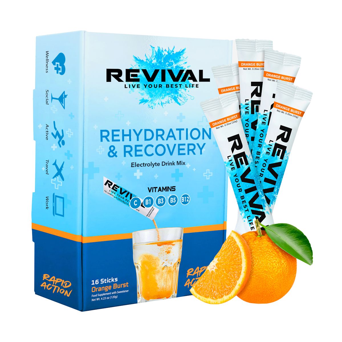 Rehydration & Recovery Electrolyte Drink Orange Burst - Orange Burst x 16 Pack
