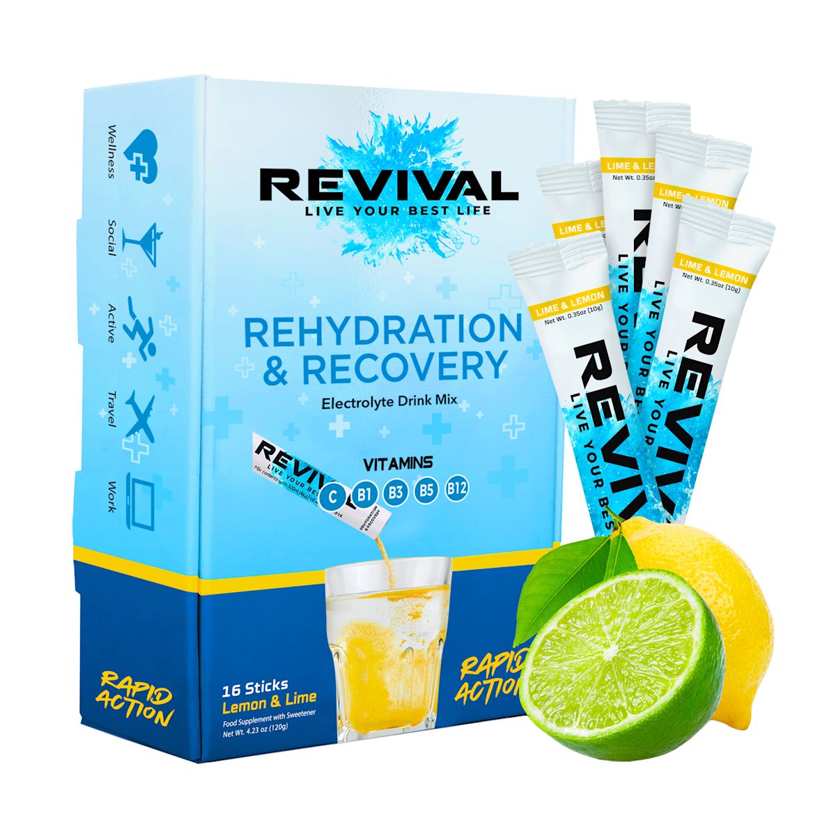 Rehydration & Recovery Electrolyte Drink Lemon & Lime - Lemon & Lime x 16 Pack