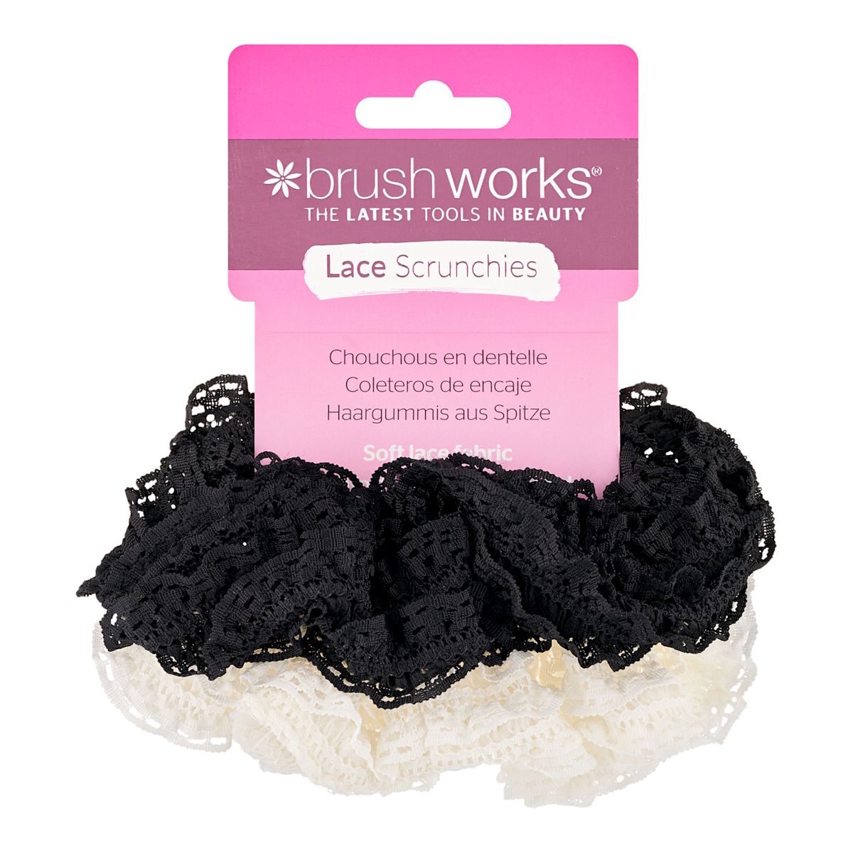 Lace Scrunchies Black & White 2 Pack - Lace Scrunchies Black & White x 2 Pack