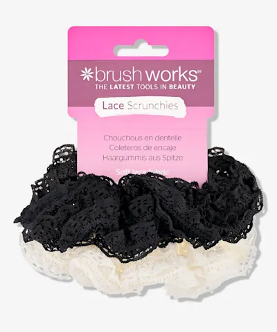 Brushworks - Lace Scrunchies Black & White 2 Pack