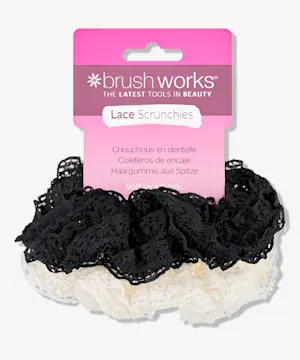 brushworks Lace Scrunchies Black & White 2 Pack