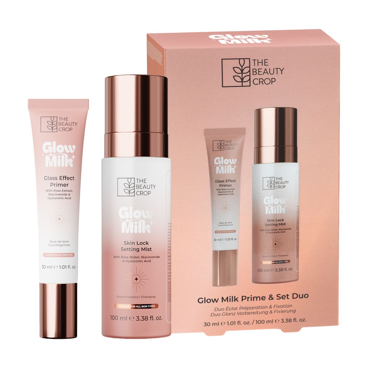 The Beauty Crop Glow Milk Prime & Set Duo