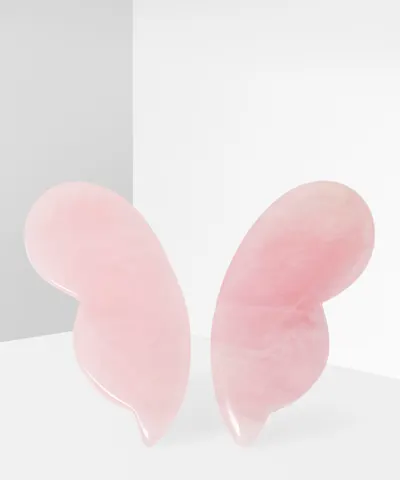Beauty Cooler - Angel Wings Rose Quartz Gua Sha