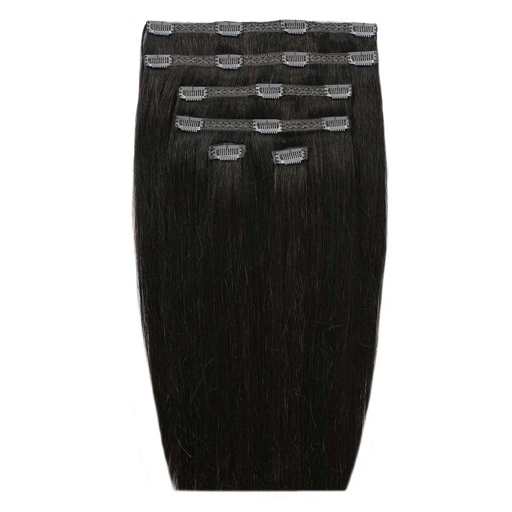 Beauty Works 18" Double Hair Set Clip-In Extensions Natural Black
