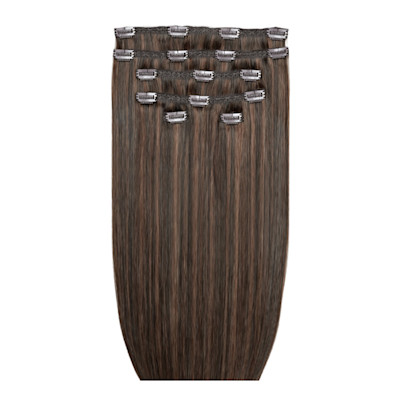 Beauty Works 18" Double Hair Set Clip-In Extensions Espresso Brown
