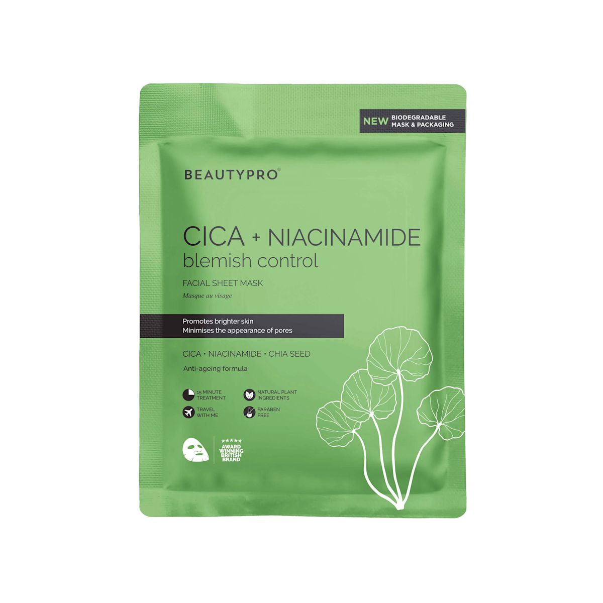 Beautypro Cica + Niacinamide Blemish Control Sheet Mask 22ml
