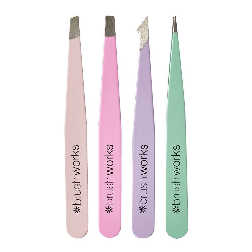 Brushworks 4 Piece Combination Tweezer Set - Pastels