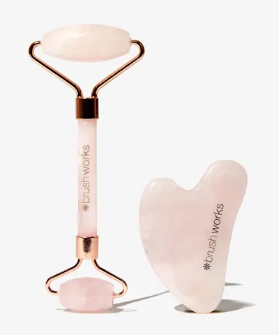 Brushworks - Rose Quartz Roller & Gua Sha Set