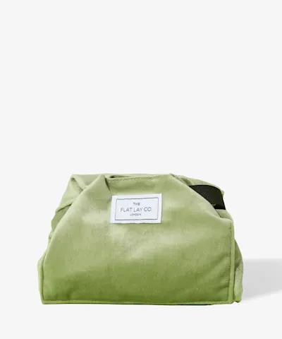 The Flat Lay Co. - Drawstring Makeup Bag in Sage Green Velvet