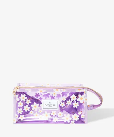 The Flat Lay Co. - Jelly Open Flat Makeup Box Bag in Lilac Daisy