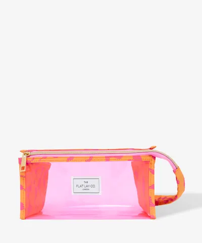 The Flat Lay Co. - Jelly Open Flat Makeup Box Bag in Orange Squiggle