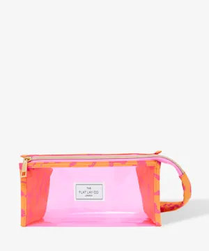 theflatlayco Jelly Open Flat Makeup Box Bag in Orange Squiggle