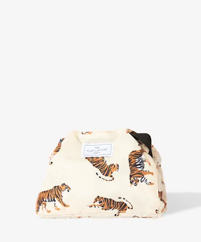 The Flat Lay Co. - Drawstring Makeup Bag in Neutral Tigers