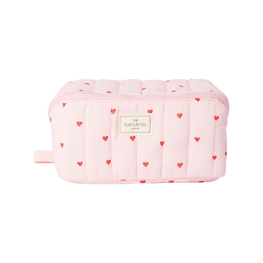The Flat Lay Co. Marshmallow Open Flat Box Bag in Sweet Pink Hearts