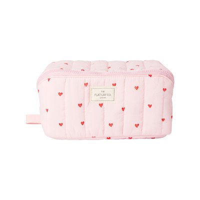 The Flat Lay Co. Marshmallow Open Flat Box Bag in Sweet Pink Hearts