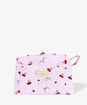 theflatlayco Drawstring Makeup Bag - Pink Cherries & Bows