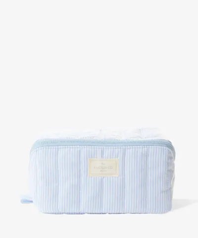 The Flat Lay Co. - Marshmallow Flat Lay Makeup Box Bag - Cozy Cotton Blue Stripes
