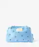 The Flat Lay Co. - Drawstring Flat Lay Makeup Bag - Ditsy Bows Blue Embroidered Velvet