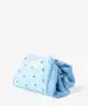 The Flat Lay Co. - Drawstring Flat Lay Makeup Bag - Ditsy Bows Blue Embroidered Velvet