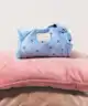 The Flat Lay Co. - Drawstring Flat Lay Makeup Bag - Ditsy Bows Blue Embroidered Velvet