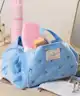 The Flat Lay Co. - Drawstring Flat Lay Makeup Bag - Ditsy Bows Blue Embroidered Velvet