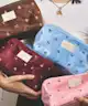 The Flat Lay Co. - Flat Lay Makeup Box Bag - Ditsy Bows Blue Embroidered Velvet