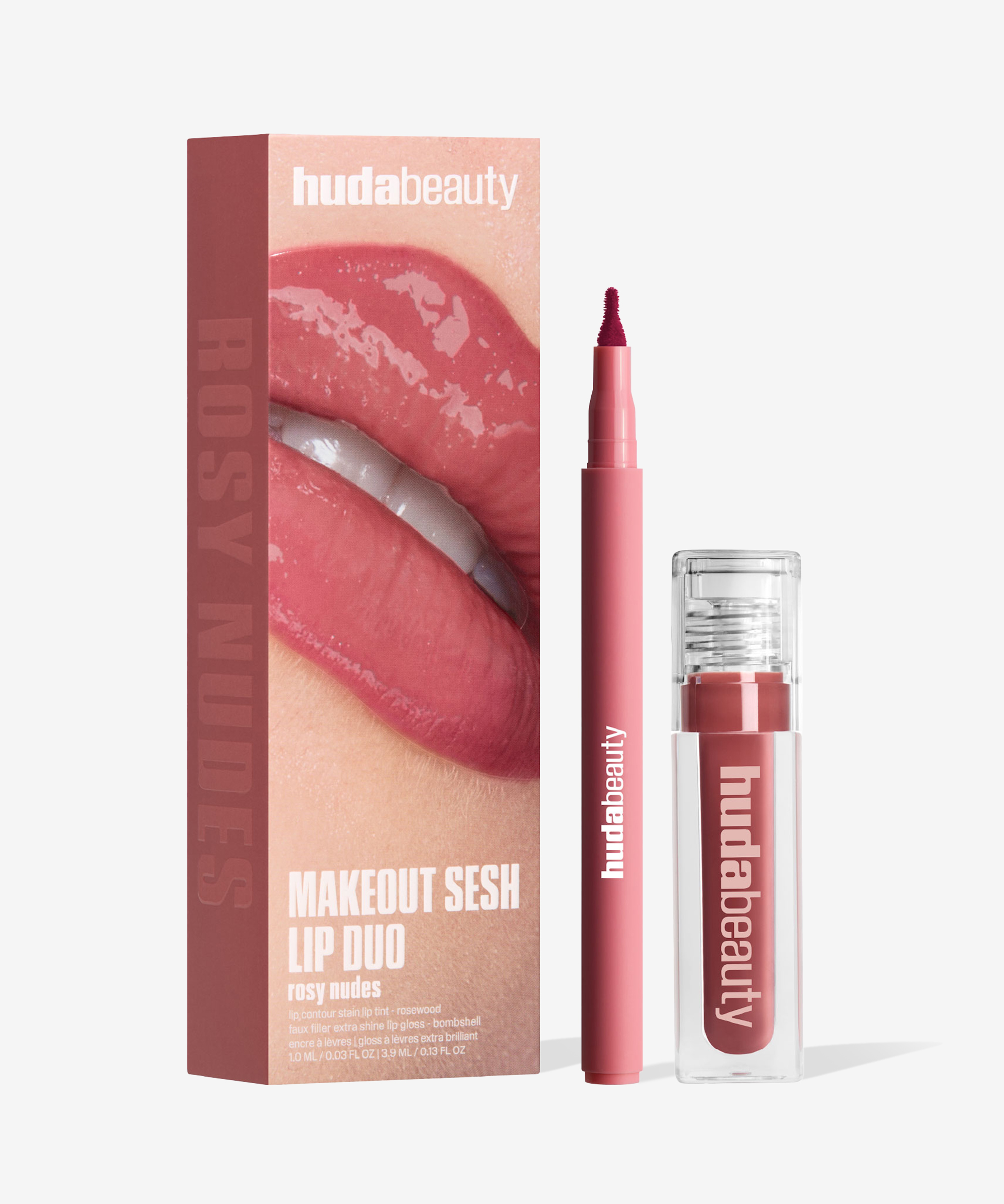 Huda Beauty Rosy Nude - Makeout Sesh Lip Kit at BEAUTY BAY