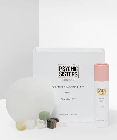 Psychic Sisters - Selenite Charging Plate and Crystal Set