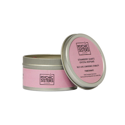 Psychic Sisters Strawberry Quartz Tin Candle