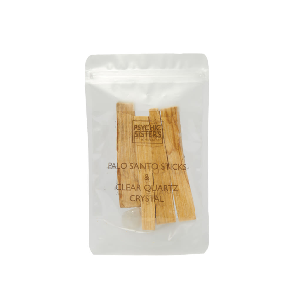 Psychic Sisters Palo Santo With Clear Quartz Crystal Set