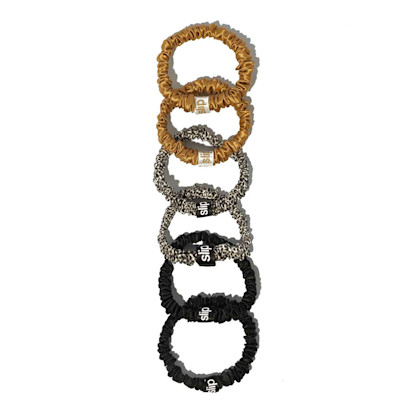 Slip Pure Silk Skinny Scrunchies Mixed Leopard