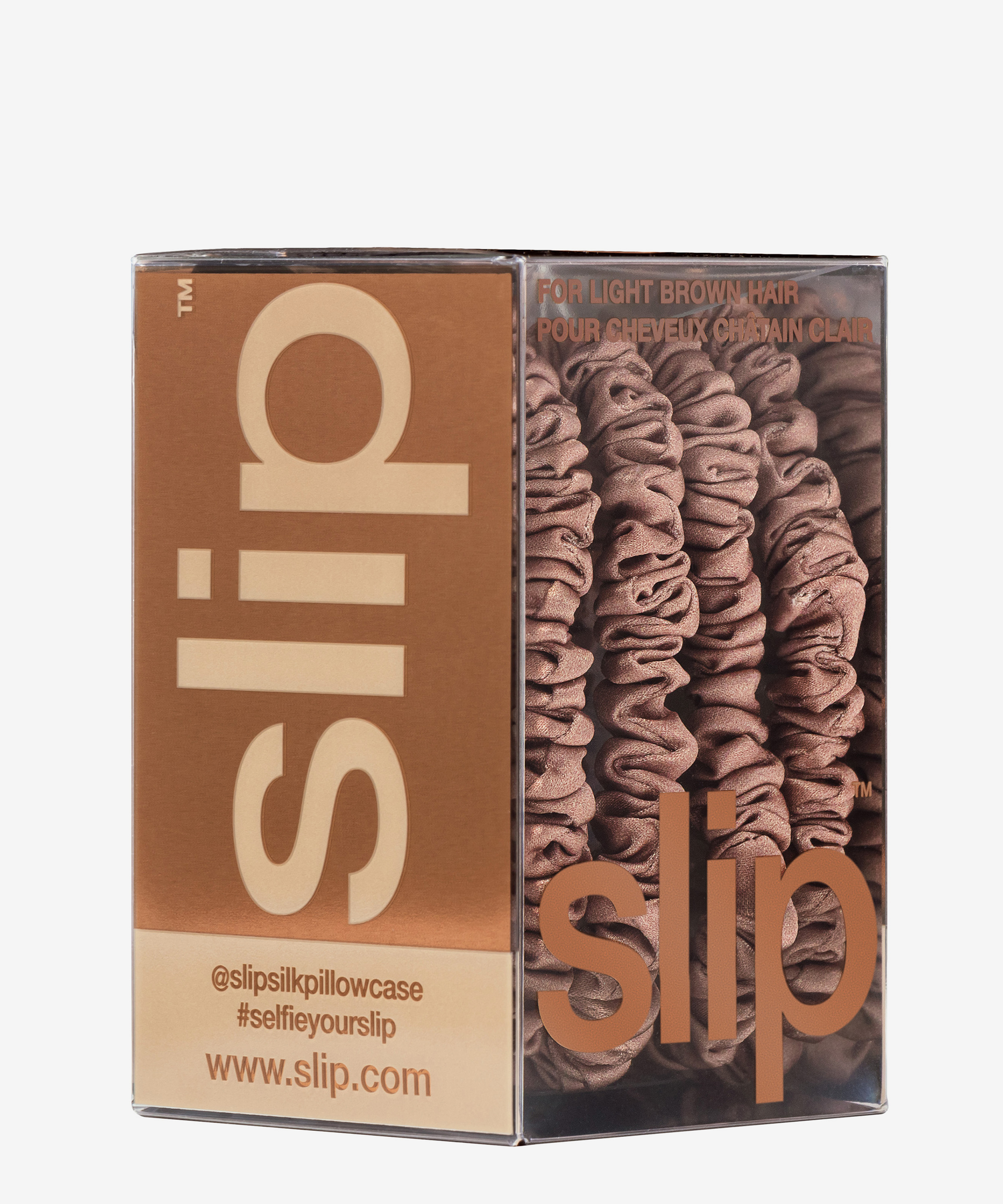 Slip Back to Basics Pure Silk Skinny Scrunchies - Light Brown at BEAUTY BAY