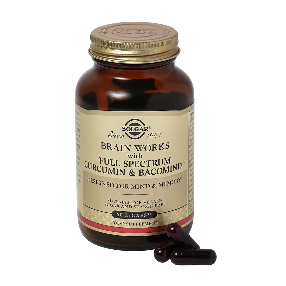 Solgar Brain Works with Full Spectrum Curcumin & BacoMind Capsules