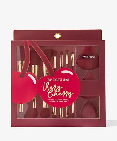 Spectrum Collections - Very Cherry 10 Piece Dual End Brush Set with Puffs and Sponge Blender