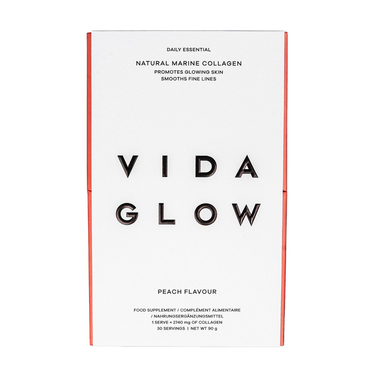 Vida Glow Natural Marine Collagen Sachets - Peach Flavour 30 x 3g Peach