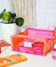 The Flat Lay Co. - Jelly Open Flat Makeup Box Bag in Orange Squiggle