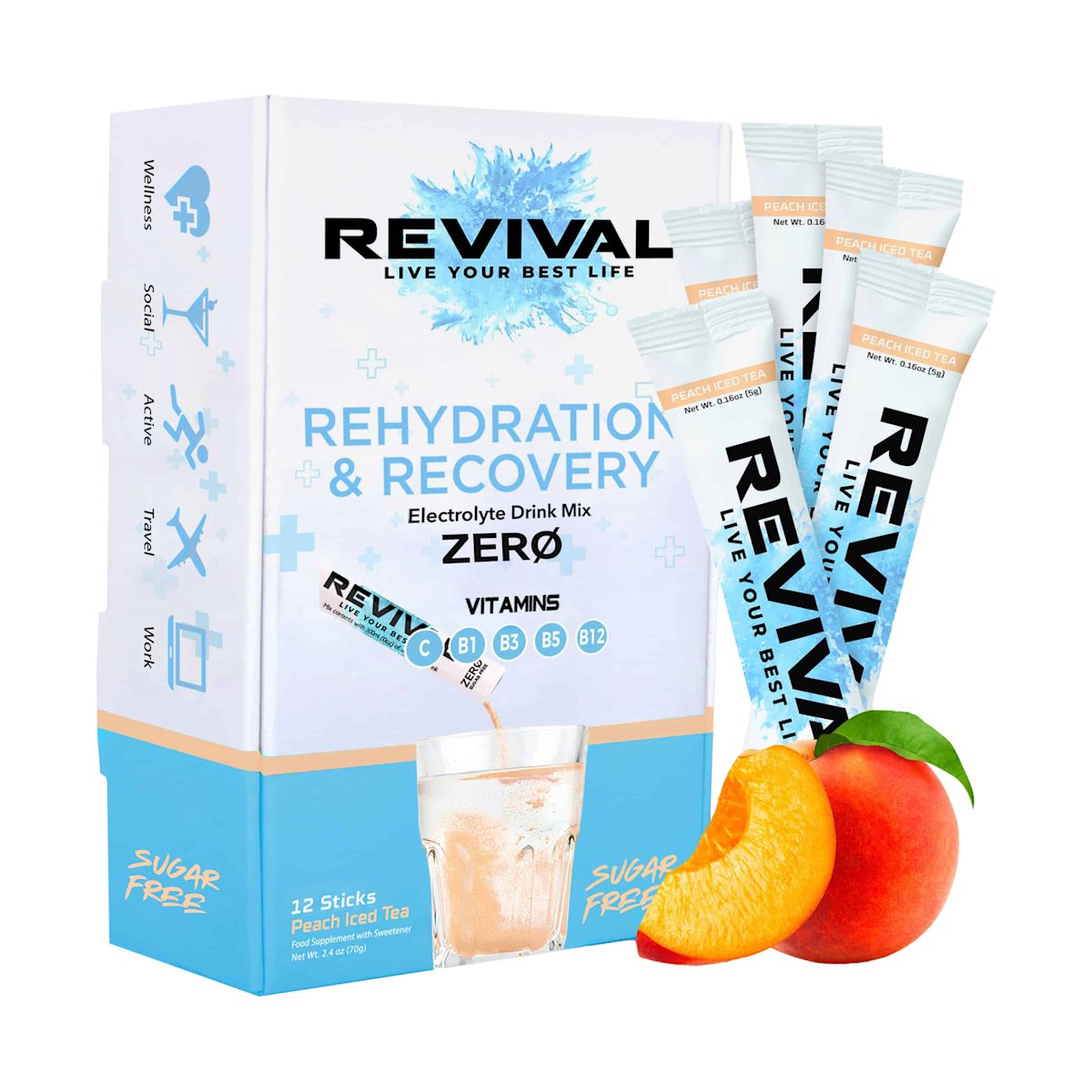 Rehydration & Recovery ZERO Electrolyte Drink Peach Iced Tea - ZERO Peach Iced Tea x 12 Pack